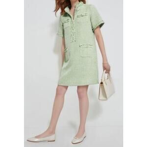 Pehmea Tweed Mini dress Mod style 60's retro women's green Sz Medium Office Twee